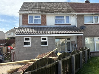 House Extension – Newport Rear house extension under construction in Newport.